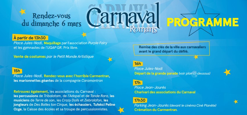 programme du carnaval de Romans 2022