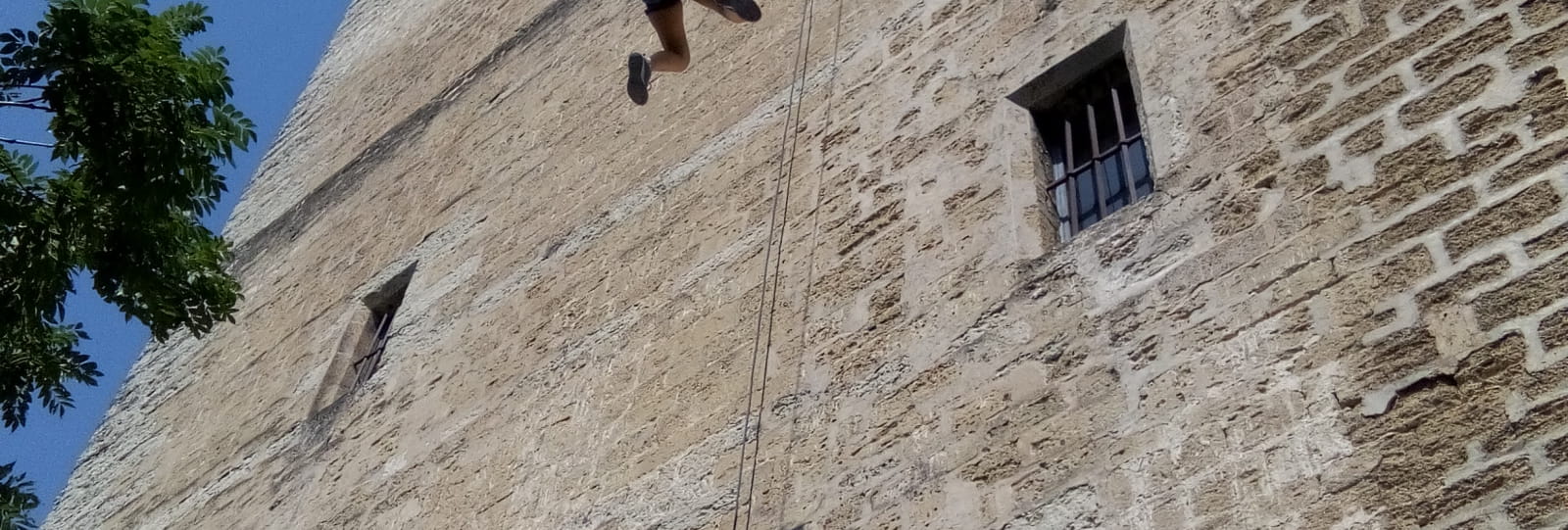 Abseiling from the Tour de Crest